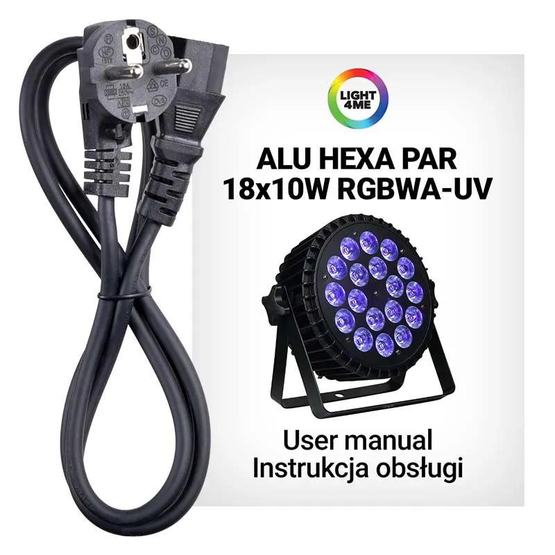 LIGHT4ME LIGHT4ME ALU HEXA PAR 18x10W RGBWA-UV reflektor - zdjecie 8