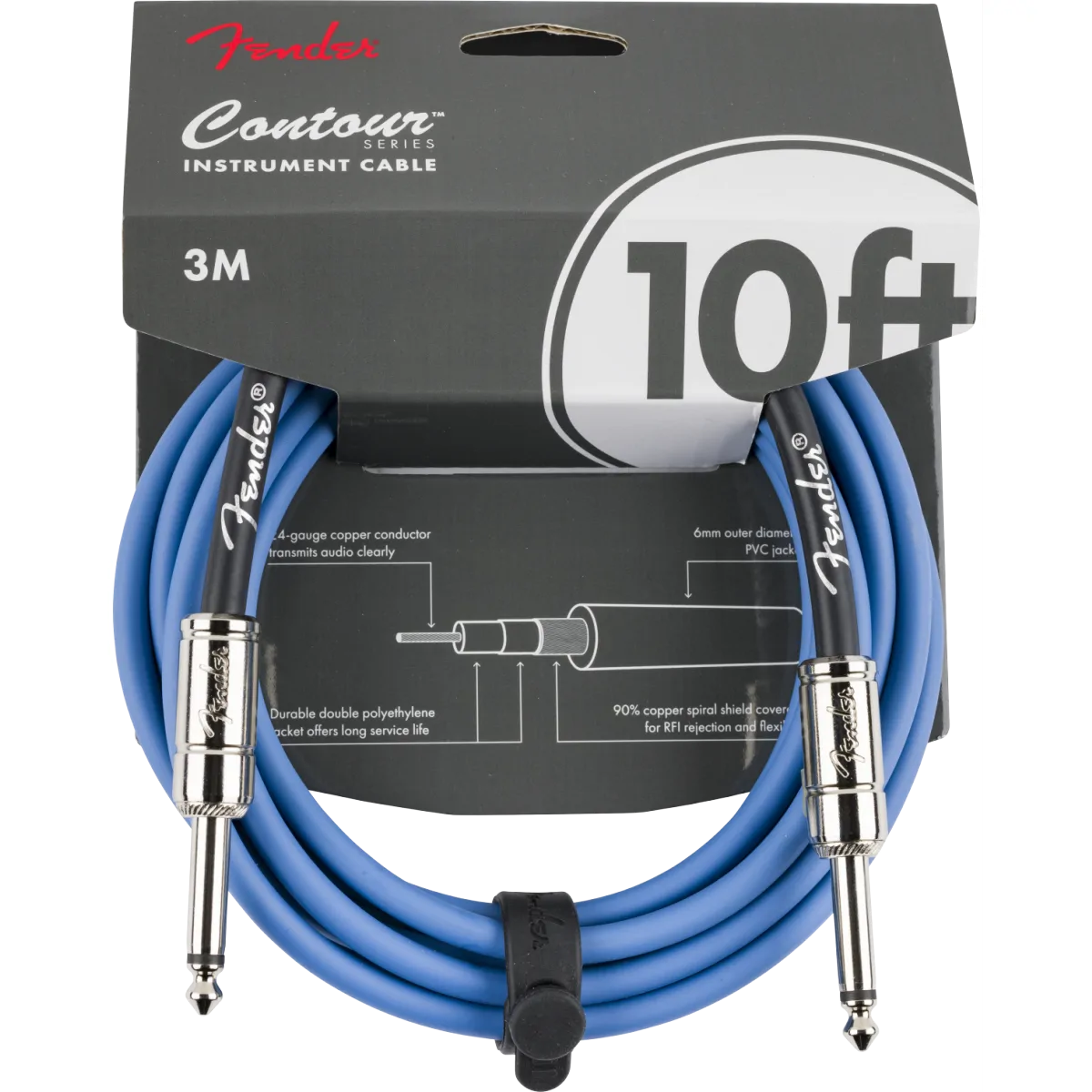 FENDER Fender Contour 10' Cable Lake Placid Blue 3m - zdjecie 3