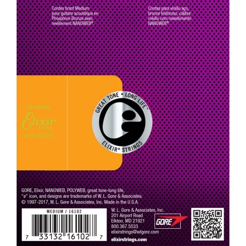 ELIXIR Elixir NanoWeb Phosphor Bronze Medium 13-56 - zdjecie 2