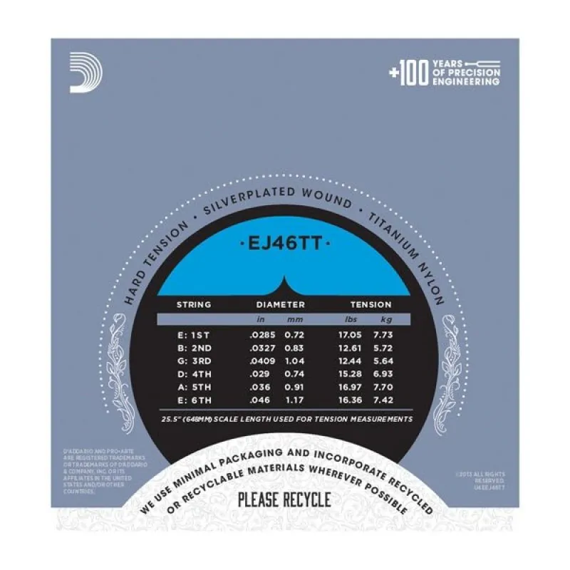 D'ADDARIO D'Addario EJ46TT struny do gitary klasycznej hard - zdjecie 2