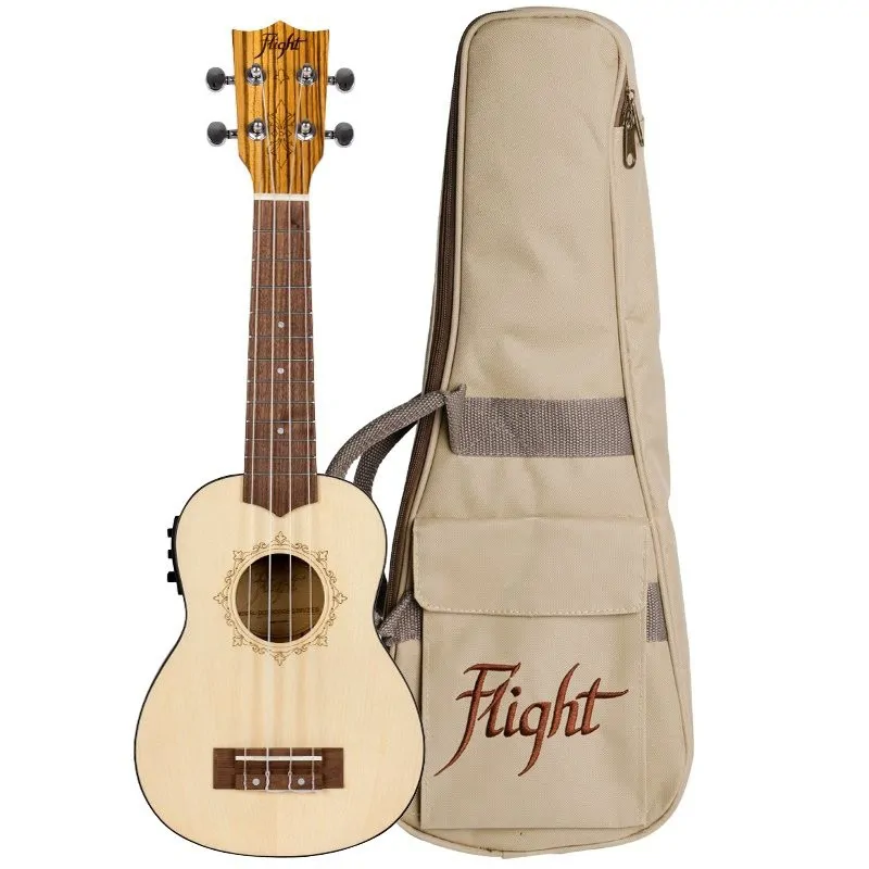 Flight Flight DUS320CEQ ukulele sopranowe z przystawką z pokrowcem świerk / zebrano
