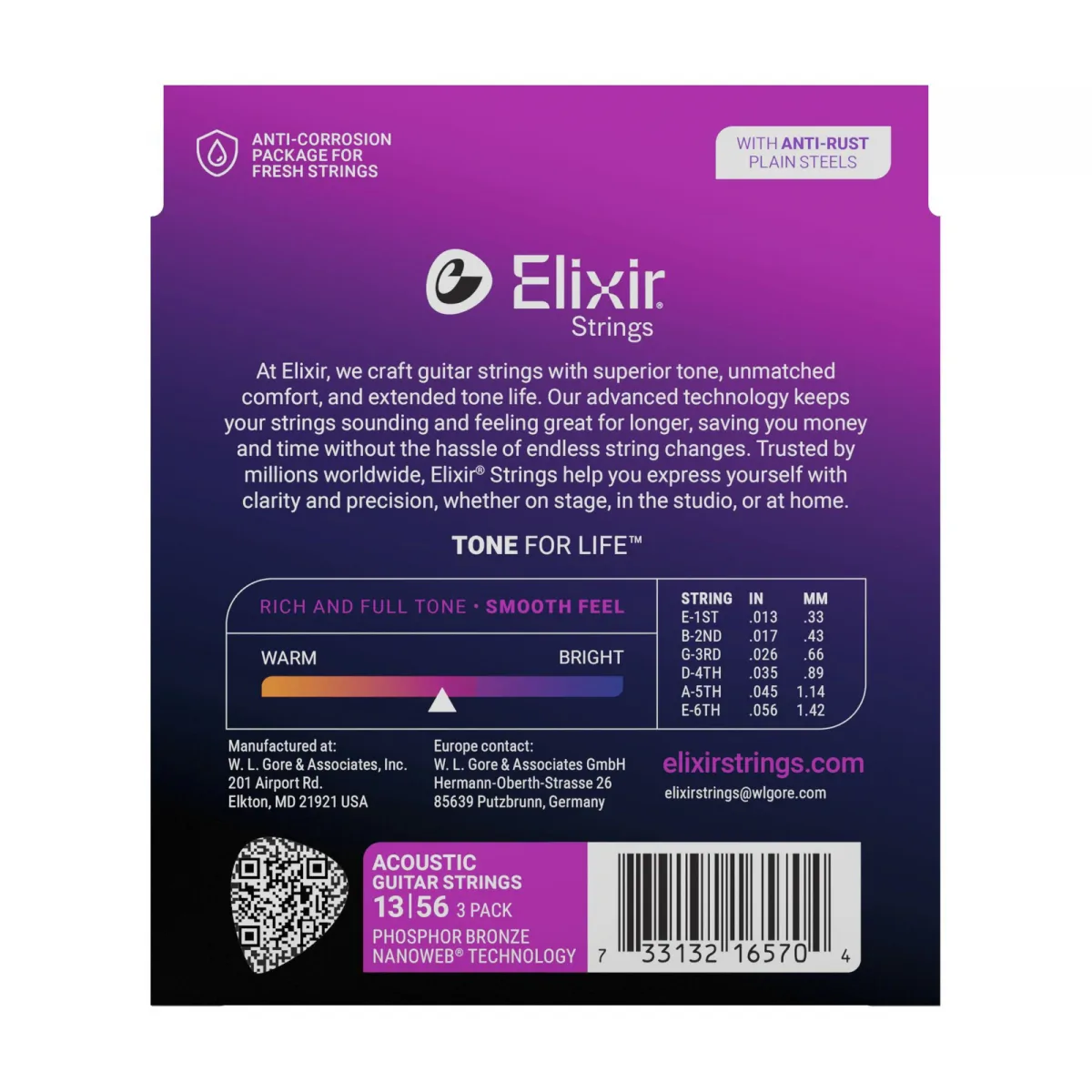 ELIXIR Elixir 16570 13-56 Phosphor Bronze 3-pak struny do gitary akustycznej - zdjecie 2