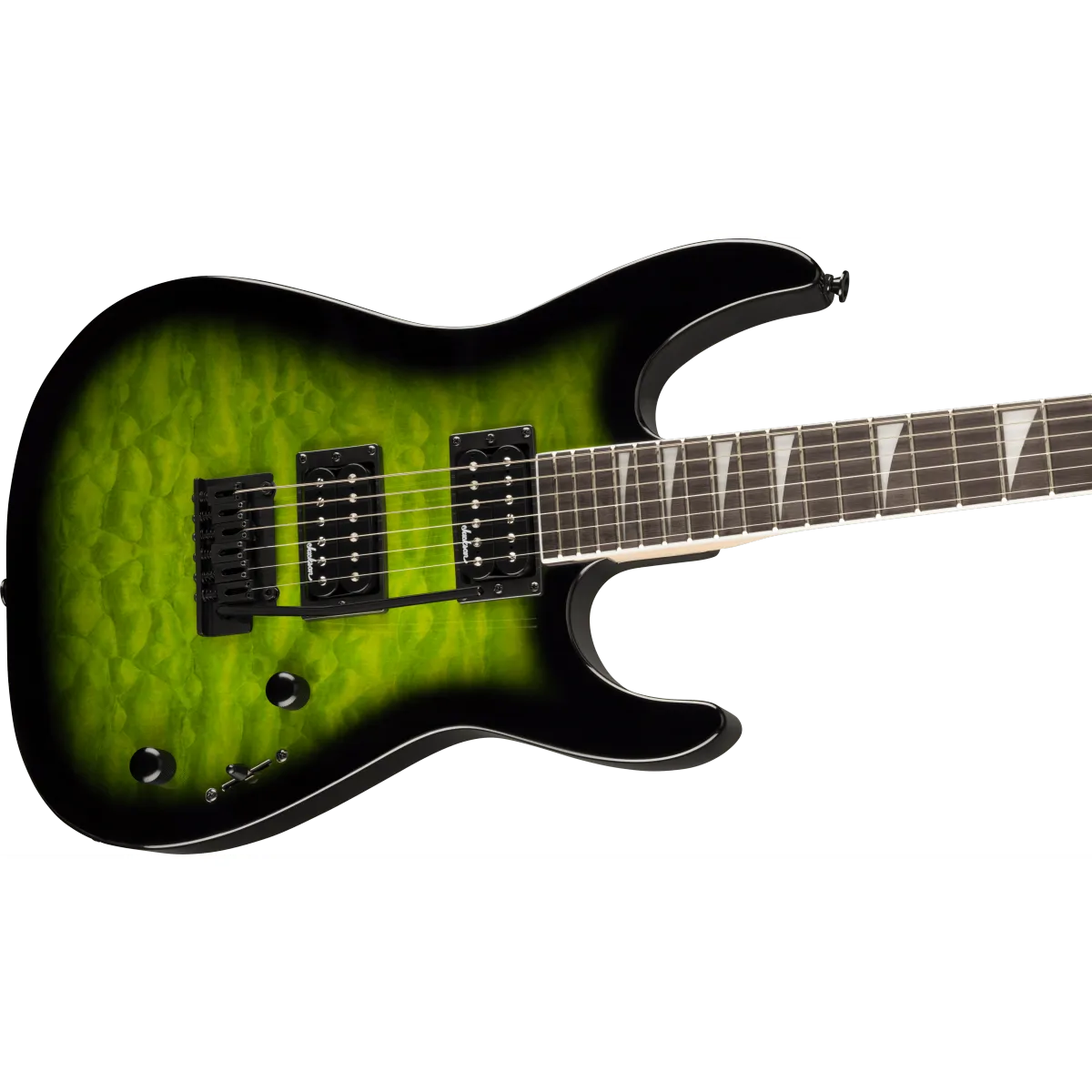 Jackson Jackson Dinky JS20 DKQ 2PT Amaranth Fingerboard Transparent Green Burst - zdjecie 4