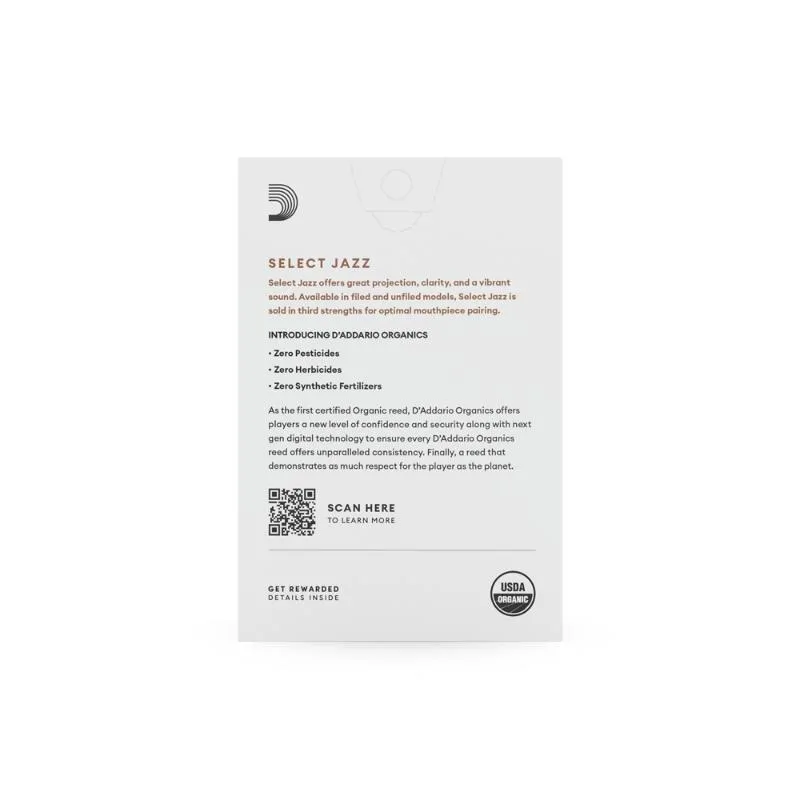 D'ADDARIO D'Addario Organic Select Jazz Unfiled 2S stroik do saksofonu altowego - zdjecie 2