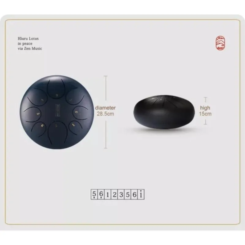 Hluru Hluru TY8-12-Charcoal Round tongue drum 12" 8 ton - zdjecie 4