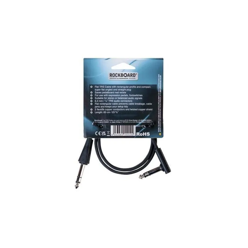 Rockboard RockBoard Flat TRS 60S BK 60cm kabel jack stereo prosty kąt czarny - zdjecie 5