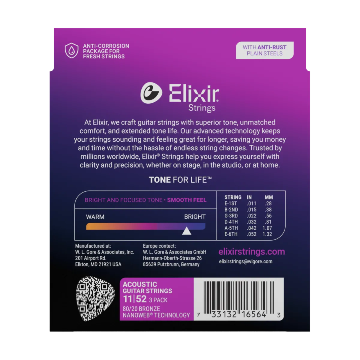 ELIXIR Elixir 11-52 3-pak Bronze struny do gitary akustycznej 16564 - zdjecie 2