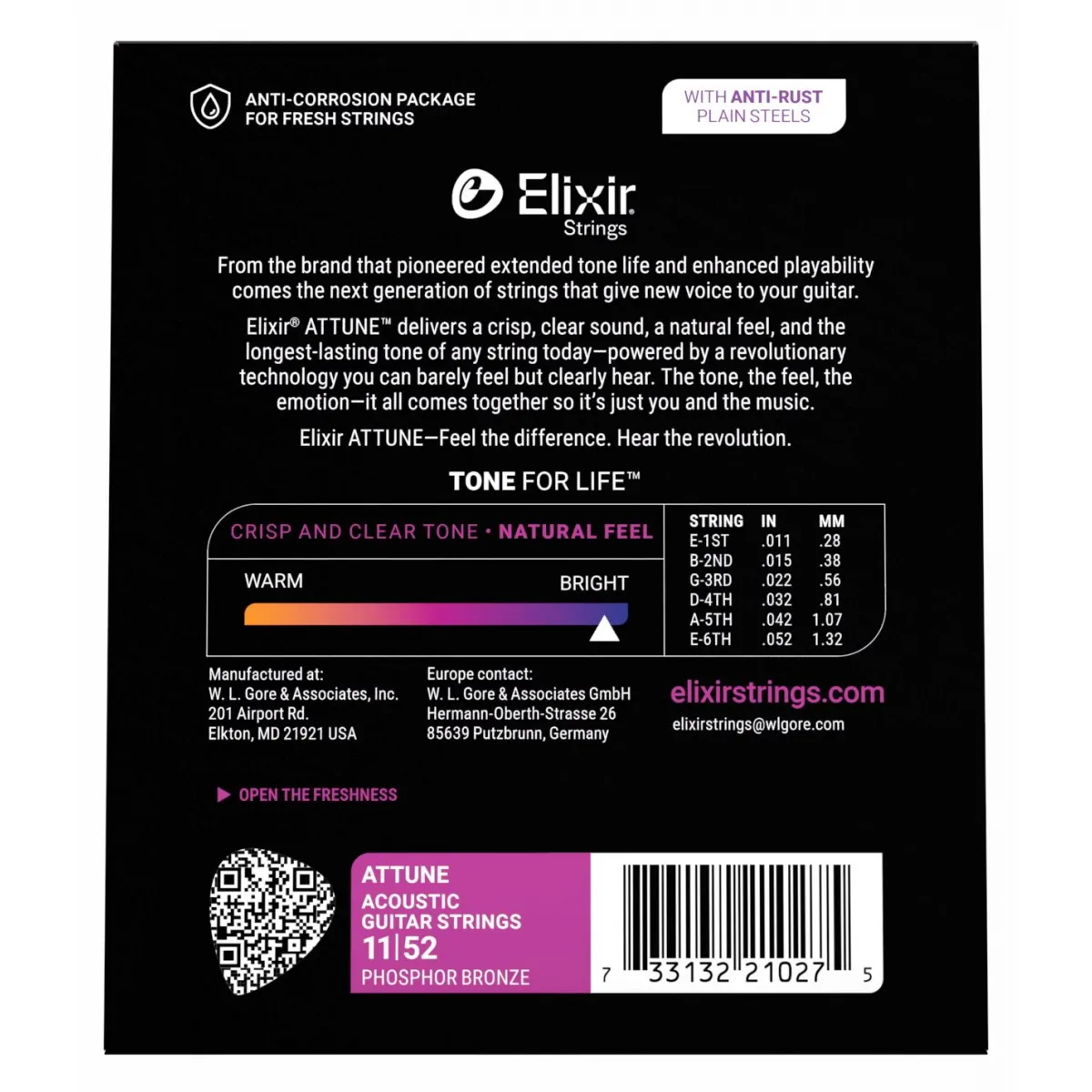 ELIXIR Elixir ATTUNE Phosphor Bronze Custom Light 11-52 - zdjecie 2