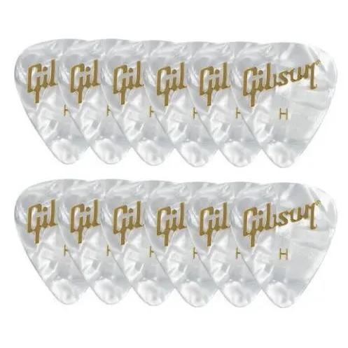 Gibson Gibson Pearloid White Picks 12 pack Heavy kostki gitarowe APRW12-74H