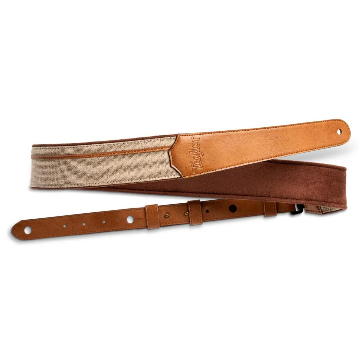 Taylor Guitars Taylor Vegan Leather Strap, Tan w/NaturalTextile,2.5",Embossed Logo Pas do gitary