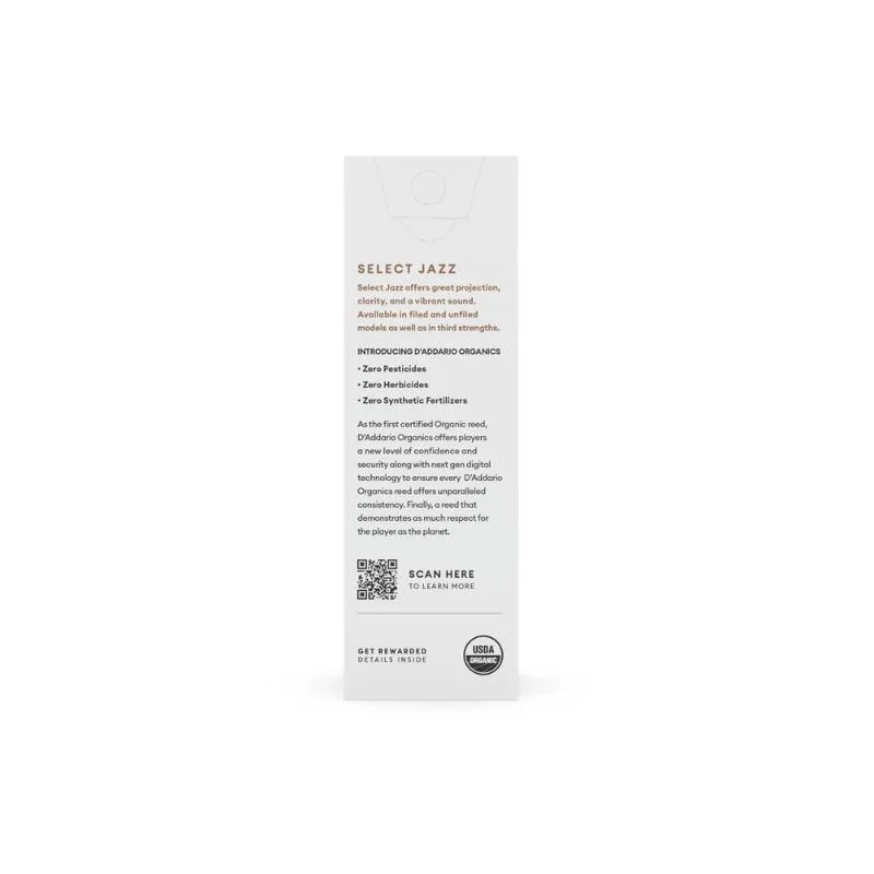 D'ADDARIO D'Addario Organic Select Jazz Unfiled 2H stroik do saksofonu barytonowego - zdjecie 2